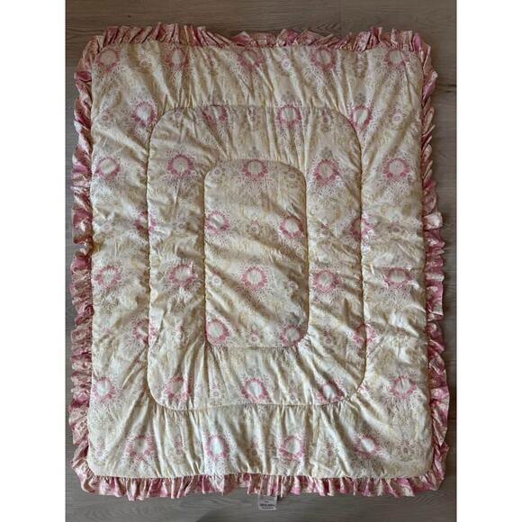 Carousel Design Juliet Pink Cream Toile Shabby Chic Crib Quilt Nursery Comforter - Picture 1 of 6